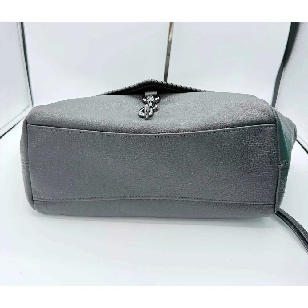 Botkier Trigger Large Leather Satchel Bag Charcoal Grey Gunmetal NWT